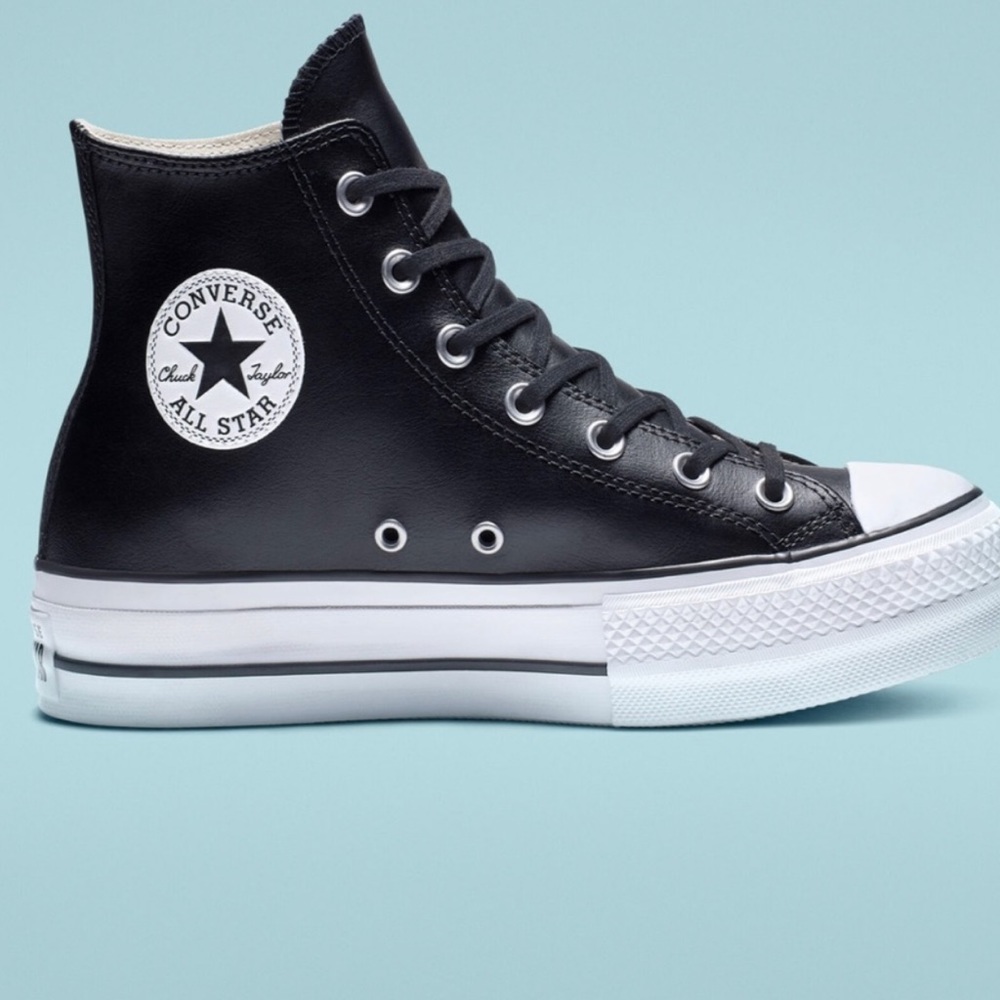 Black Platform Leather Converse